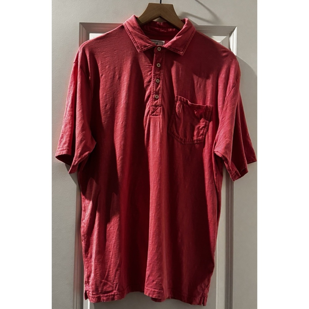 Johnnie-O Hangin' Out Polo Shirt Men's Large Pink Cotton Stretch Short Sleeve